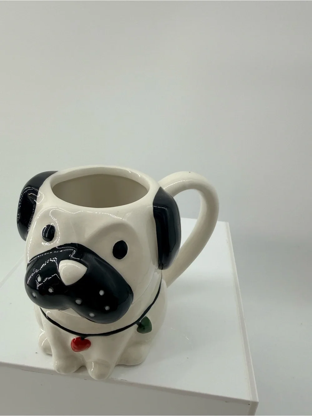 Wondershop White and Black Pug Ceramic Pet Bowl